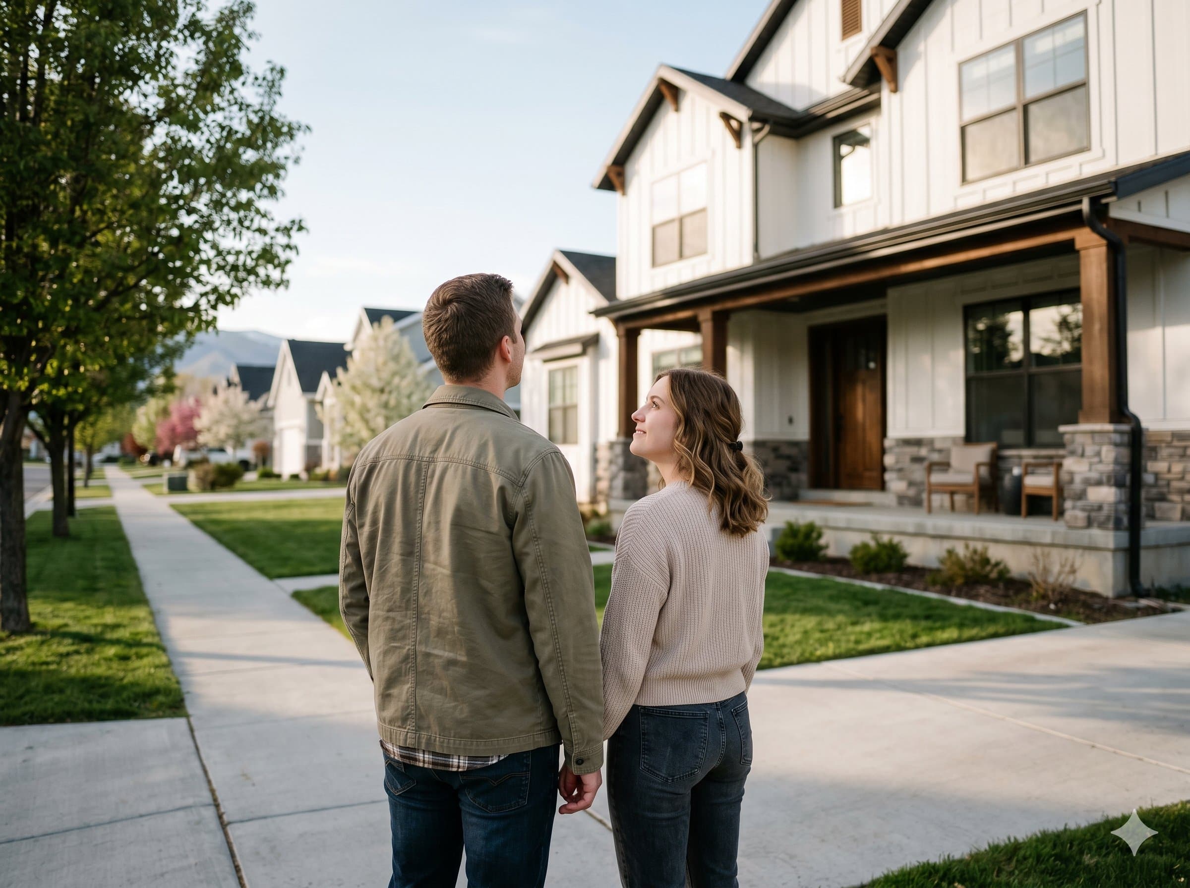 A couple standing outside a Las Vegas home